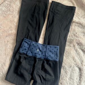 Lululemon Black Yoga Pants with Navy Polka Dot Waistband